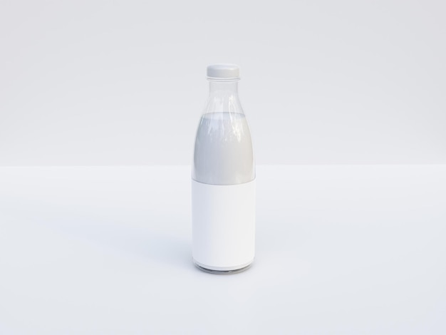 una bottiglia di liquido bianco con un tappo bianco