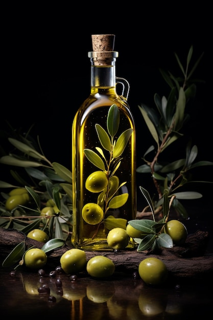 Una bottiglia di olio d'oliva extra vergine