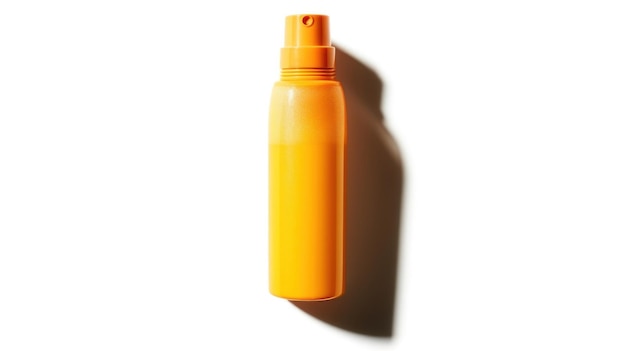 una bottiglia di vernice arancione è su uno sfondo bianco.