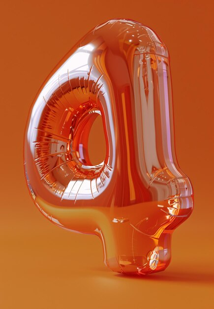 una bottiglia di vetro con un disegno rosso e arancione 3d rendering numero font 4 conto alla rovescia concetto di numero