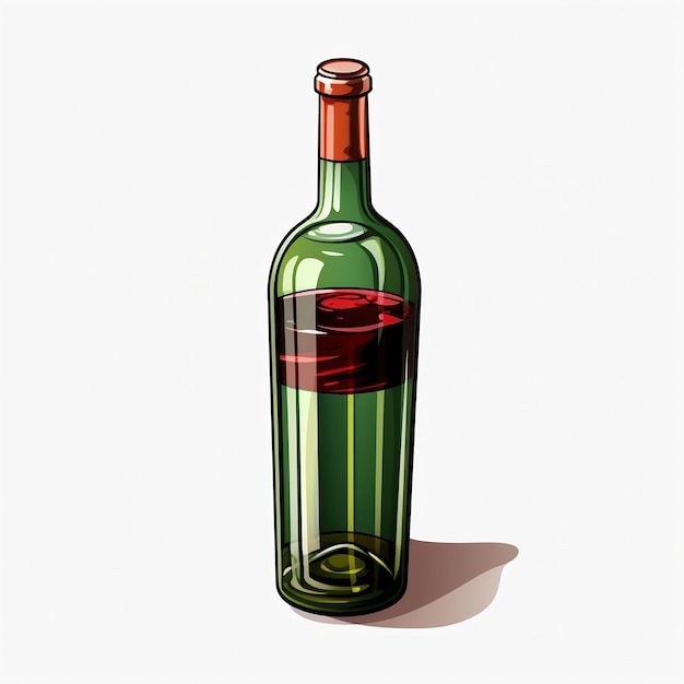 una bottiglia di vino con una striscia rossa sul fondo