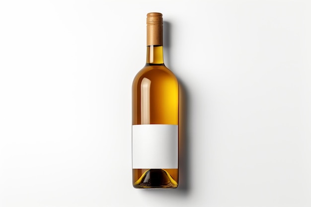 Una bottiglia di vino su uno sfondo bianco