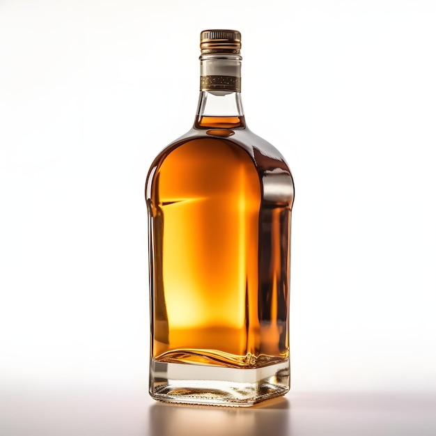 Una bottiglia di whisky con un tappo d'oro.