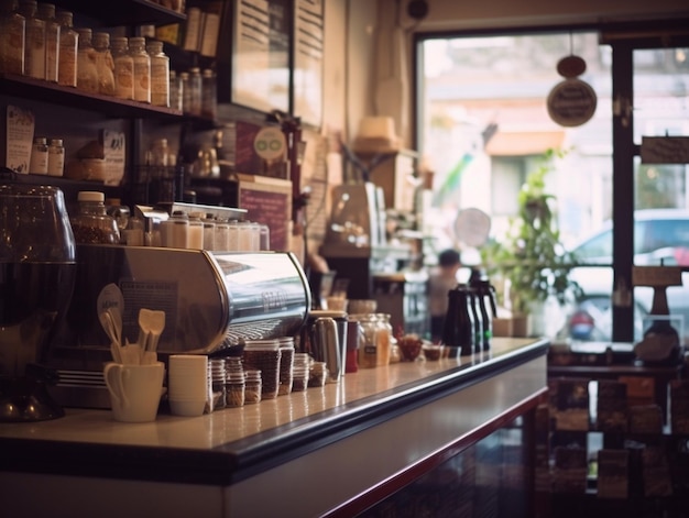 Una caffetteria con un'insegna che dice "caffè".