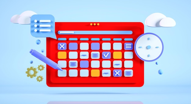 Una calcolatrice rossa con un orologio e un messaggio che dice di controllare