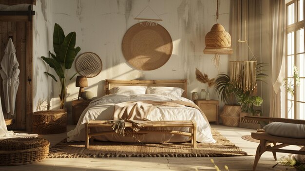 una camera da letto con un letto e un cartello che dice esp su di esso
