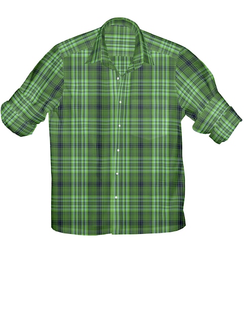 una camicia a quadri verde con uno sfondo bianco che dice "t-shirt quot"