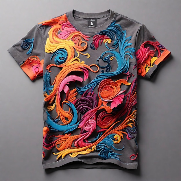 una camicia colorata con la parola arte su di essa