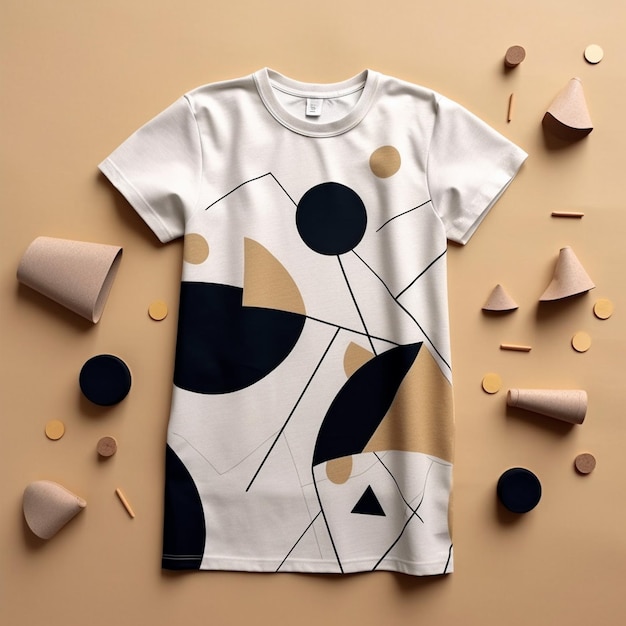 Una camicia con un disegno geometrico è appesa a un muro.