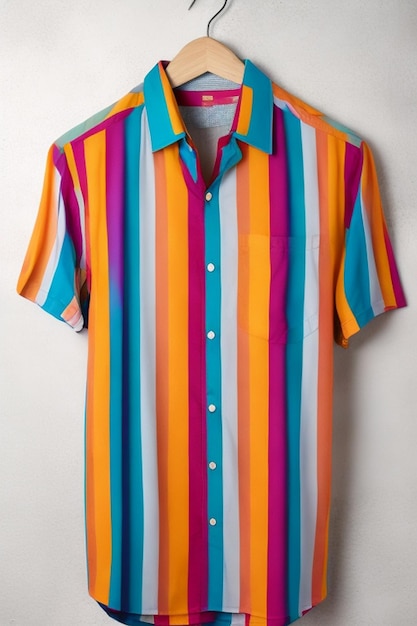 Una camicia con una striscia colorata con un uomo