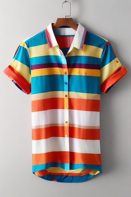 Una camicia con una striscia colorata con un uomo