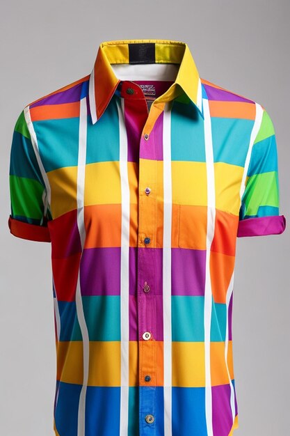 Una camicia con una striscia colorata con un uomo