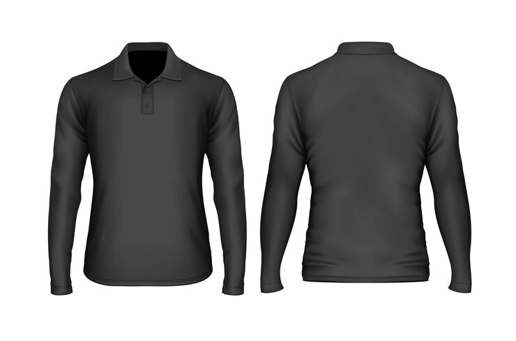 una camicia polo nera con un collare bianco e un collare nero