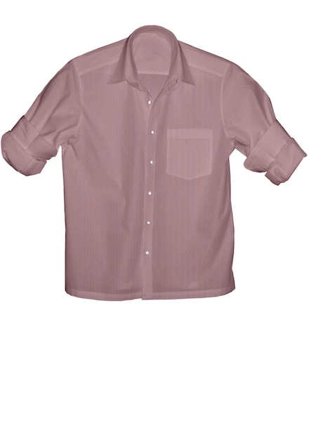 Una camicia rosa con colletto bianco e una striscia rosa.