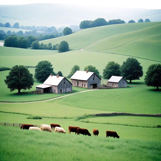 Una campagna tranquilla con colline ondulate