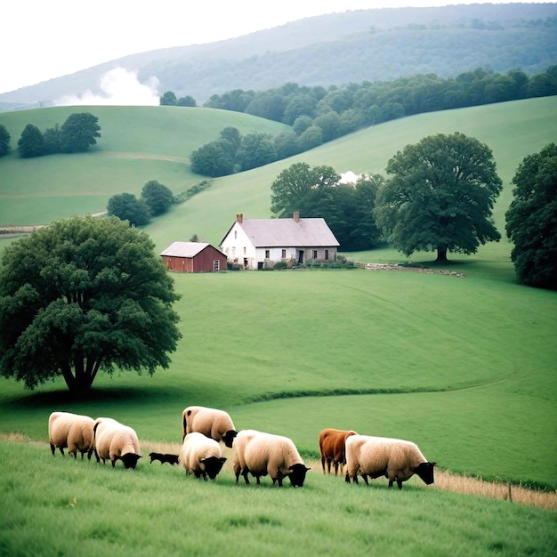 Una campagna tranquilla con colline ondulate