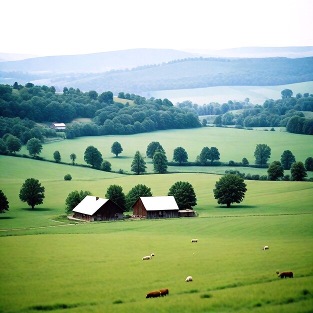 Una campagna tranquilla con colline ondulate