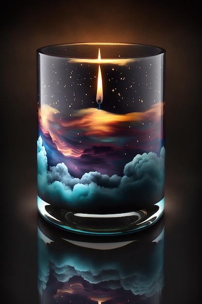 Una candela che si accende con un cielo sullo sfondo