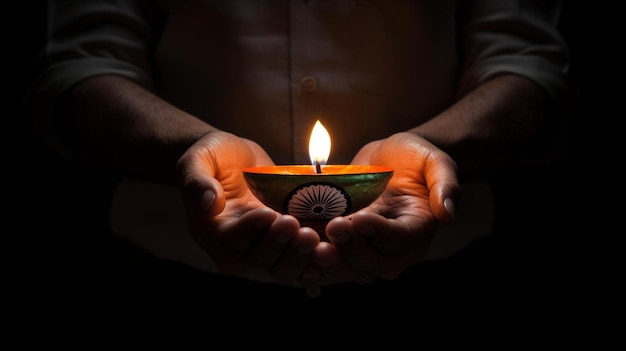 Una candela con la fiamma al centro