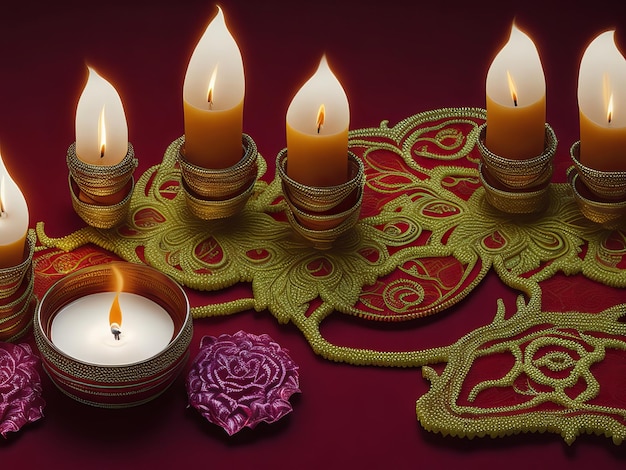 Una candela con sopra la parola diwali