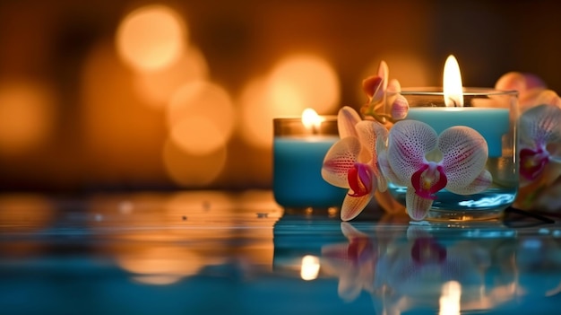 Una candela con sopra un fiore