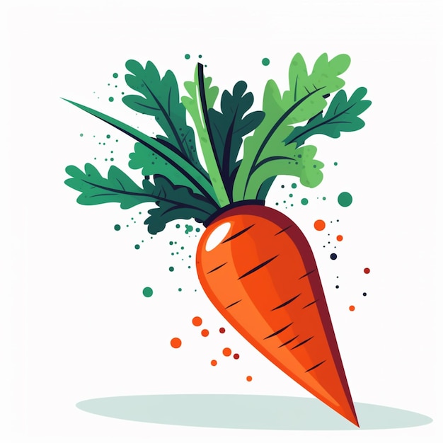 Una carota arancione con un mazzo di foglie e sopra la parola carota.