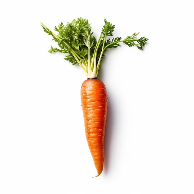 Una carota con cime verdi e una cima frondosa.