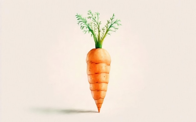 una carota disegnata su sfondo bianco illustrazioni di verdure verdi ad acquerello ai generate