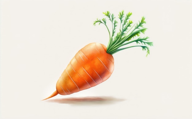 una carota disegnata su sfondo bianco illustrazioni di verdure verdi ad acquerello ai generate