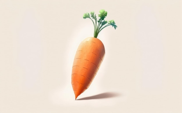 una carota disegnata su sfondo bianco illustrazioni di verdure verdi ad acquerello ai generate