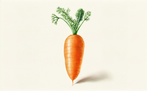 una carota disegnata su sfondo bianco illustrazioni di verdure verdi ad acquerello ai generate