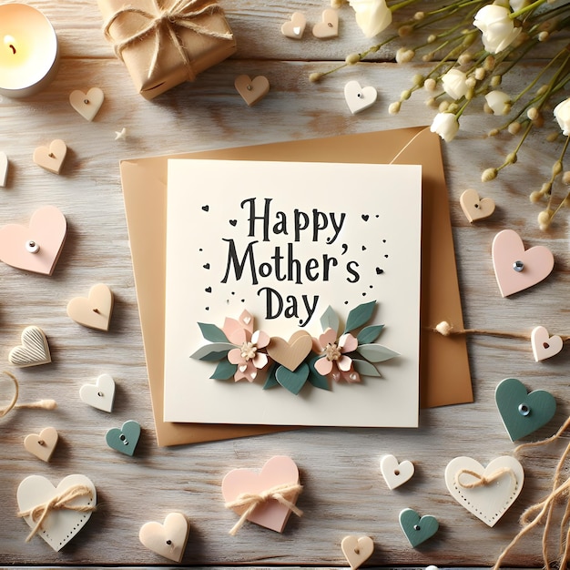 una carta con una carta che dice felice giorno delle madri