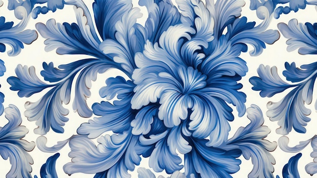 Una carta da parati a fiori blu con uno sfondo bianco