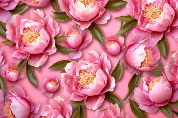 Una carta da parati che genera AI di peonie rosa piatte AI generativa