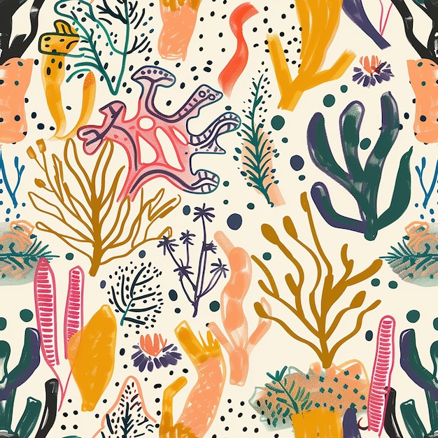 una carta da parati colorata con un personaggio di cartone animato e coralli