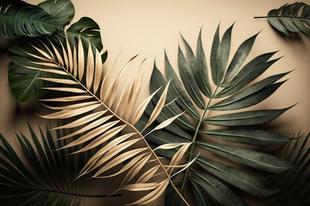 Una carta da parati con foglie tropicali con su scritto foglia di palma.