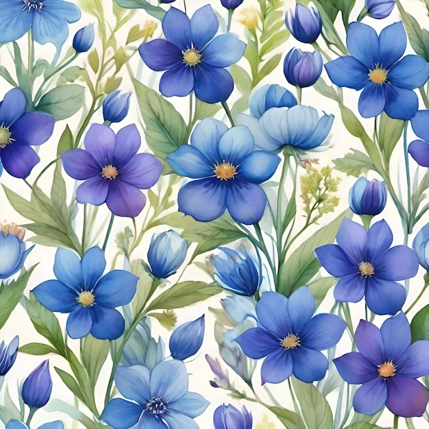 Una carta da parati floreale con fiori blu