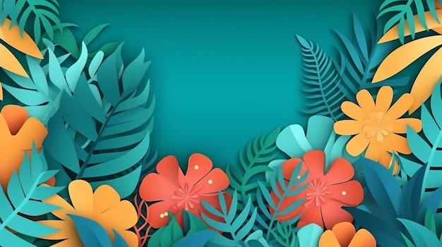 Una carta ritagliata di fiori tropicali.