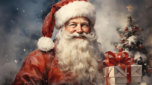 una cartolina di Natale con sopra un cappello da Babbo Natale