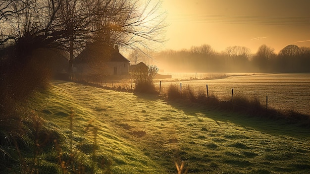 Una casa al sole del mattino