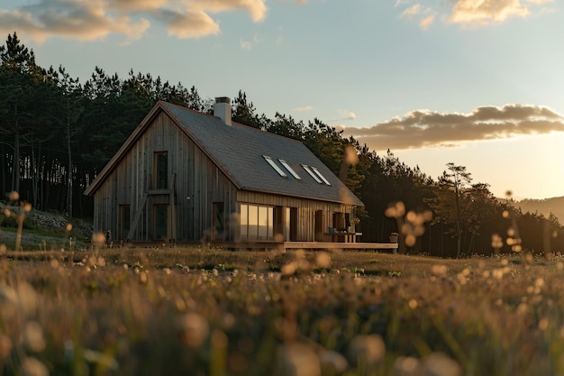 una casa con finestre che sono sul lato di una collina