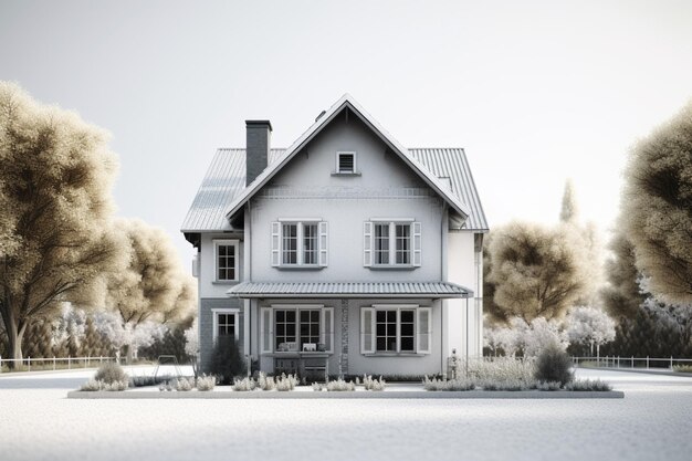 Una casa con un albero davanti