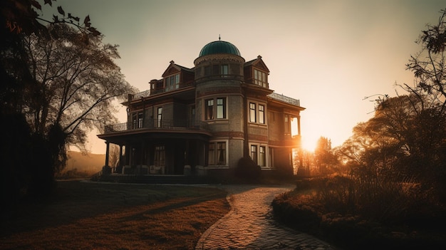 Una casa con una cupola sul davanti