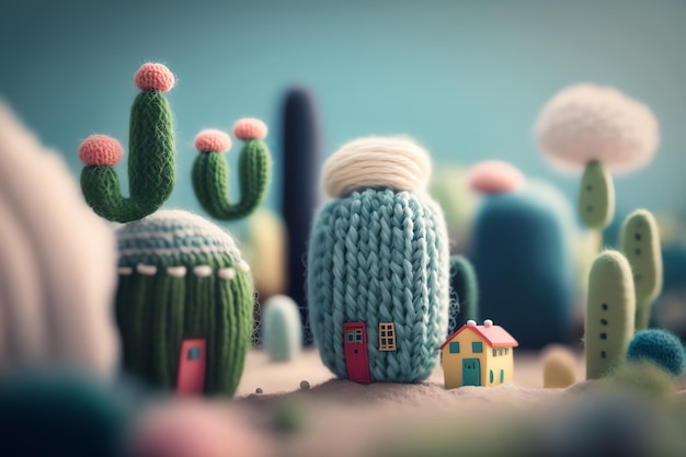 Una casa di cactus con sopra un cactus