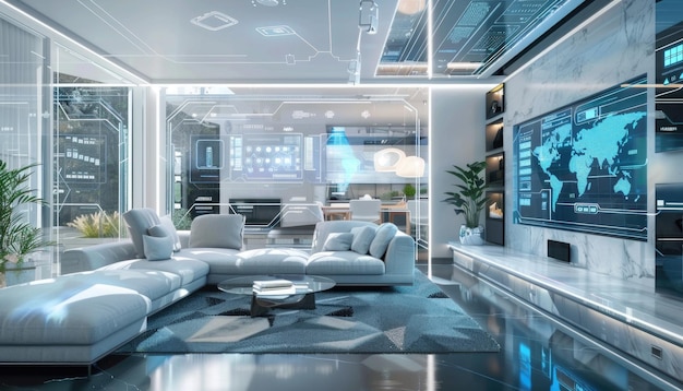 Una casa futuristica con un sacco di tecnologia e un sacco di vetro da un'immagine generata dall'AI
