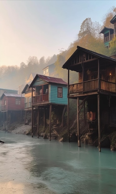 Una casa su una scogliera in riva al mare