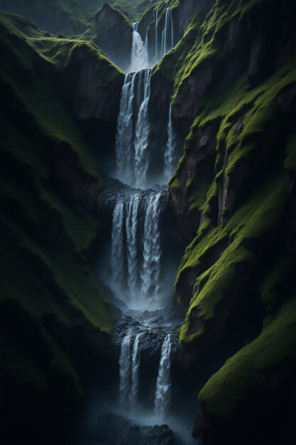 una cascata dal cielo risoluzione 8k