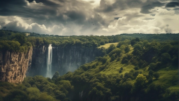 Una cascata in mezzo a una foresta