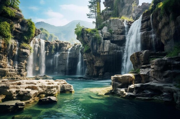 Una cascata in montagna