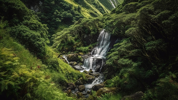 Una cascata in montagna